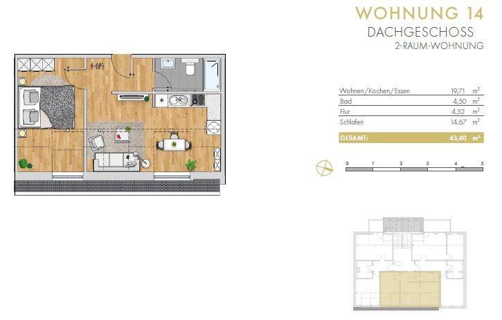Luxussanierung im Erstbezug - helle 2-Raum-Single-Wohnung - Fußbodenheizung, Parkett, CAT-7 Netzwerk, Einbauküche – Chemnitz – Vorschaubild 2