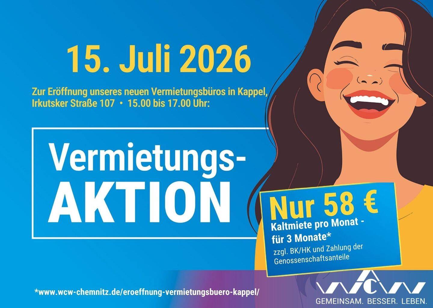 Vermietungsaktion* 3-Raumwohnung mit Badewanne und Balkon