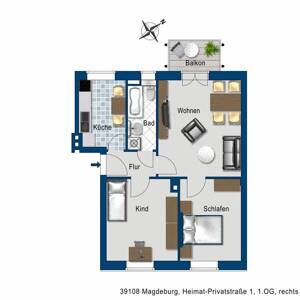 Gemütliche 3 Zimmer Wohnung sucht neuen Mieter! – 39108 Magdeburg – Vorschaubild 2