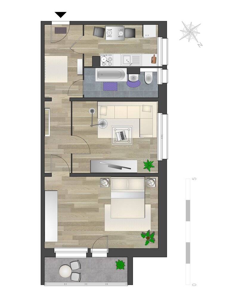Urban gelegene 2-Raum-Wohnung mit Balkon – Chemnitz – Vorschaubild 5