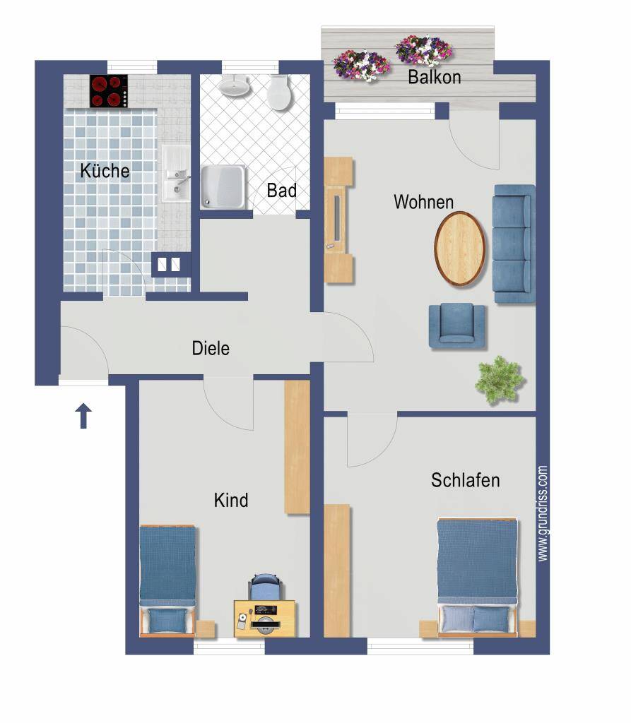 EG-Wohnung mit Balkon und Garten - provisionsfrei – Bedburg – Vorschaubild 2