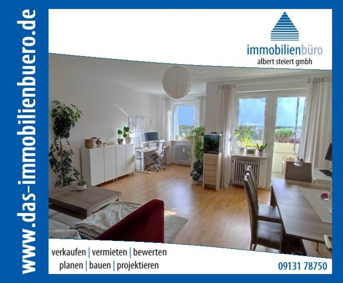 Sehr gepflegte 2-Zimmer-Wohnung mit Loggia und PKW-Stellplatz – 91056 Erlangen – Bild 1 von 9