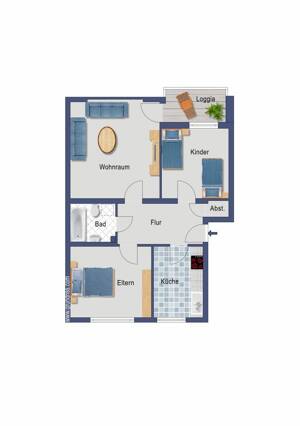 Kapitalanlage: 3 Zimmer Wohnung mit Balkon im Erdgeschoss SOMMERAKTION – 40472 Düsseldorf – Vorschaubild 2
