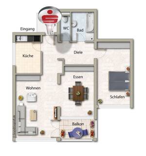 Lichtdurchflutete Etagenwohnung mit Südwestbalkon und offenem Wohn-Essbereich – 73033 Göppingen – Vorschaubild 2