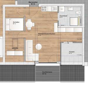 2 Zimmer DG Wohnung mit Süddachterrasse