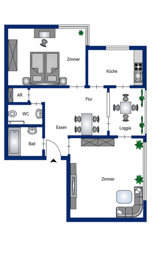 sofort frei - Helle 2-Zimmer-Wohnung mit Loggia und Einbauküche – 47249 Duisburg – Vorschaubild 2