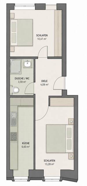 Möblierte 2er-WG mit zwei Schlafzimmern in Aachen Nähe RWTH Uni - fully furnished – 52070 Aachen – Vorschaubild 9