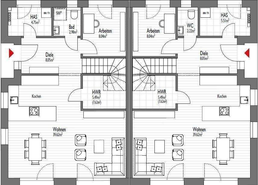 Baubeginn erfolgt - Neubau von anspruchsvollen Doppelhäusern "Mühlengarten" im Herzen von Oberneuland (Oberneulander Mühle) – Bremen – Vorschaubild 5