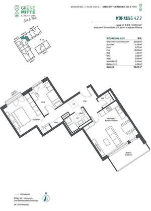 3-Zi.-Whg. mit Tageslichtbad, sep. Gäste-WC und Balkon zum grünen Innenhof – 85551 Kirchheim bei München – Vorschaubild 4