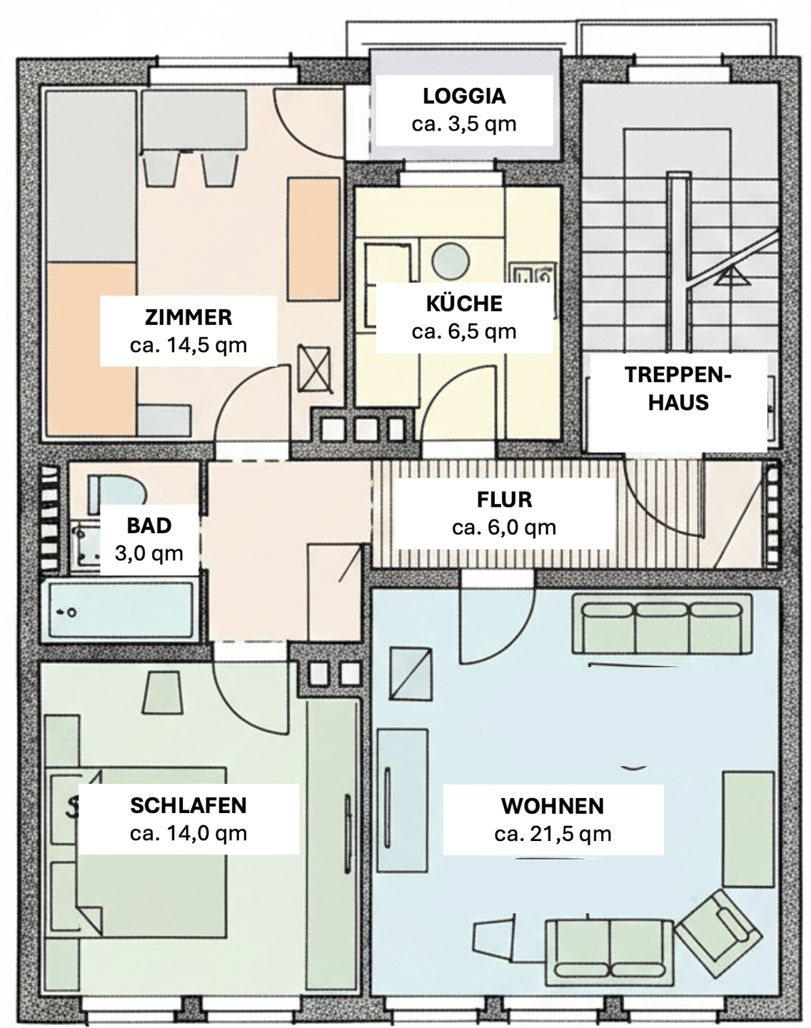 Exklusive 3-Zimmer-Altstadtwohnung in absoluter Bestlage – kernsaniert, hochwertig und mit Loggia – Nürnberg – Vorschaubild 4