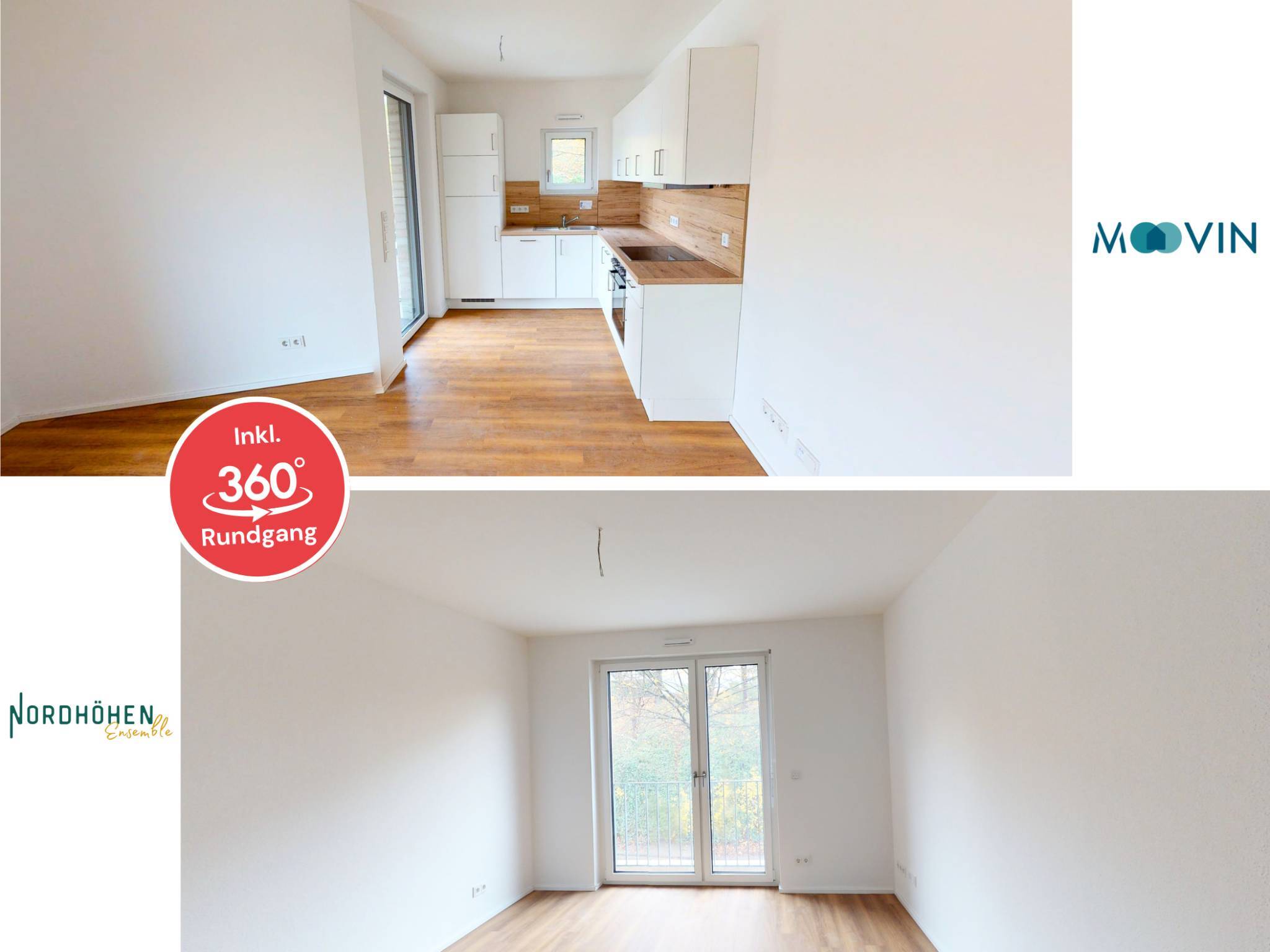 NEUBAU Nordhöhen Ensemble: Moderne 2-Zimmer-Wohnung mit EBK und BALKON