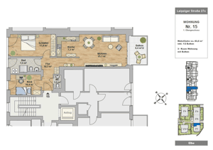 ++Exklusives Wohnen mit Elbblick++Hochwertige 3-Zimmer-Wohnung in der HafenCity Dresden++ – 1097 Dresden – Vorschaubild 7