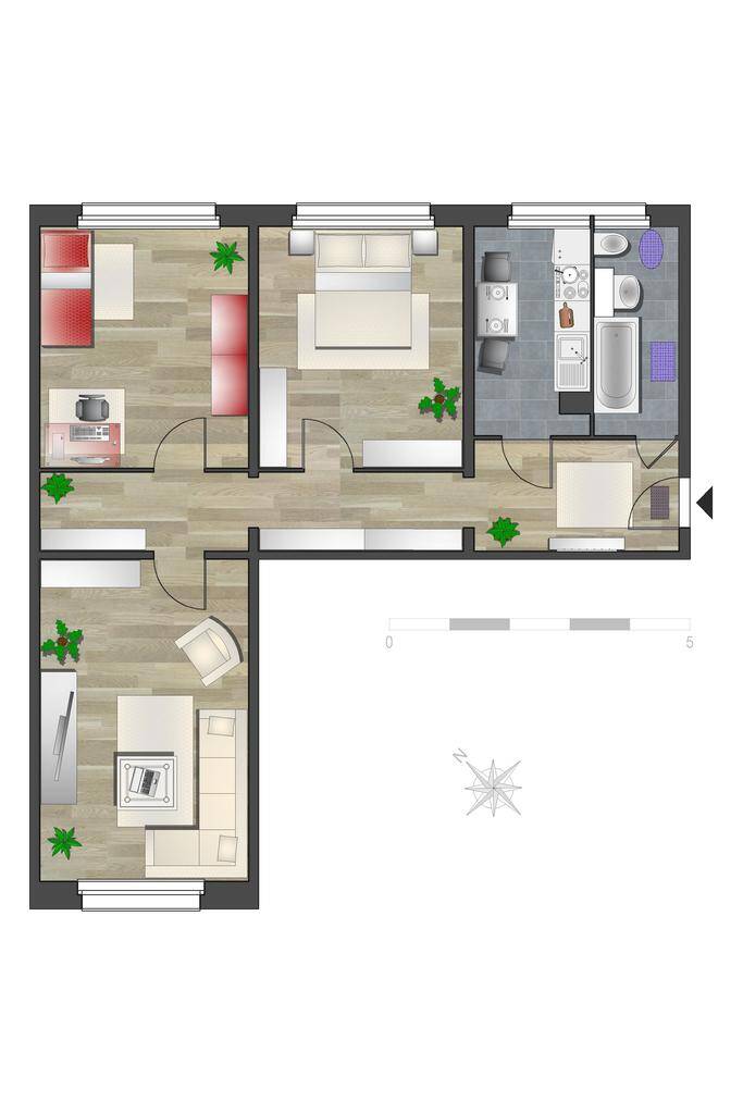 3-Raum-Wohnung und alle Räume mit Fenster – Chemnitz – Vorschaubild 4