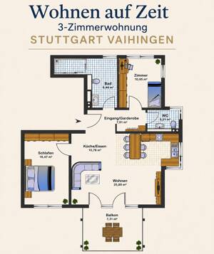 3-Zimmer-Wohnung auf Zeit in Stuttgart-Vaihingen – 70565 Stuttgart – Vorschaubild 5