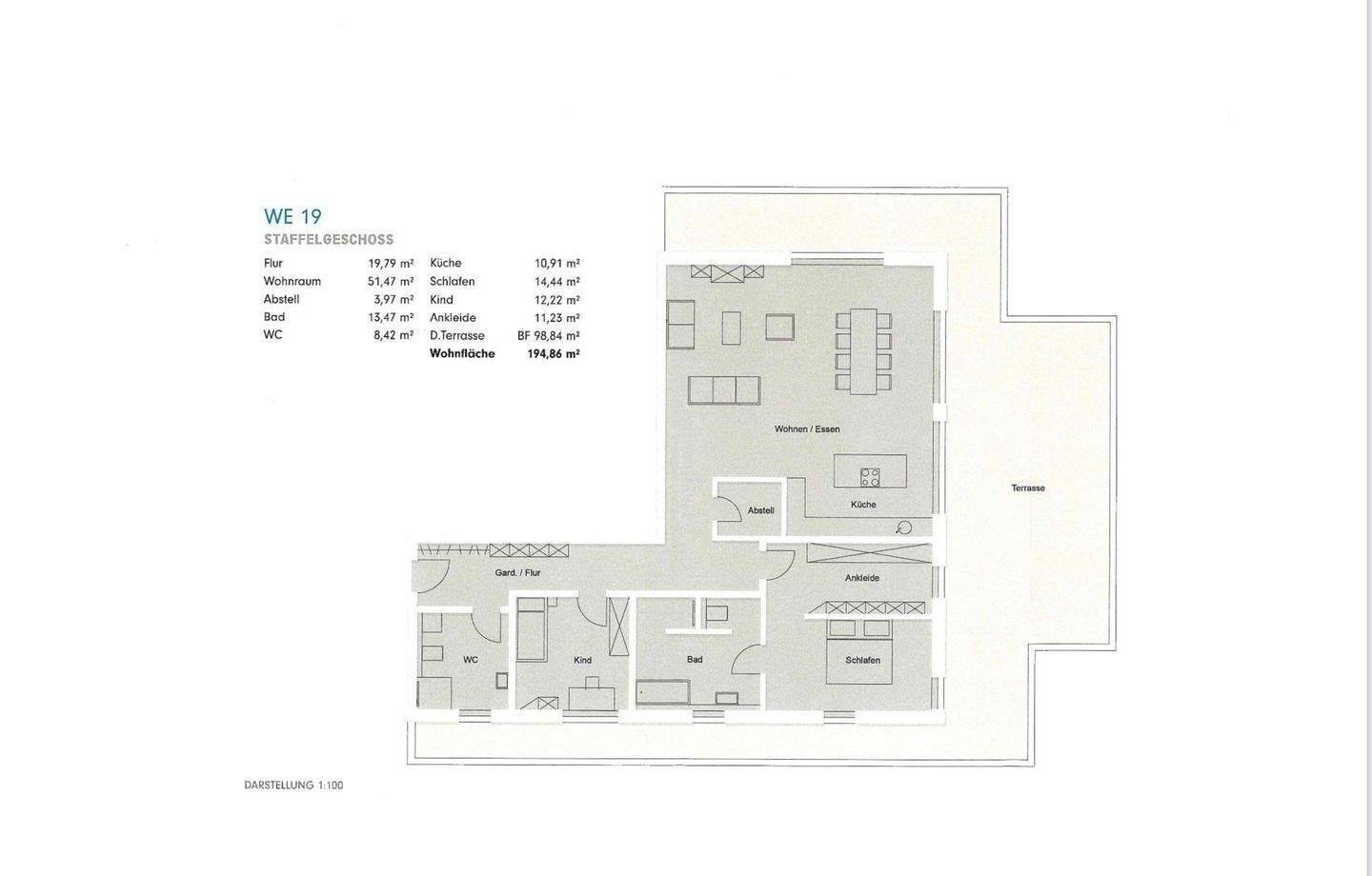 Wohnung große Dachterrasse ,2 Bäder, exclusive Küche und Klimaanlage – Saarbrücken – Vorschaubild 3