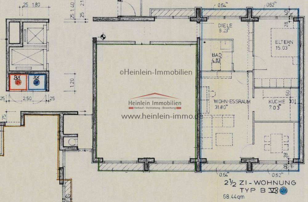 2,5 ZKB# TGStellpl.# sofort frei# 5.OG# Nord-Süd-Lage Fernsicht# Wannenbad# Darmstadt Dieburger Str. – Darmstadt – Vorschaubild 5