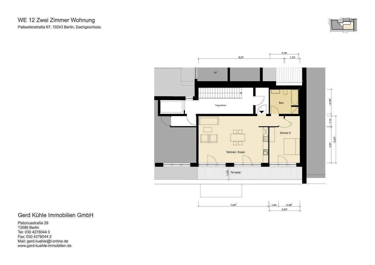 Sa/So Besichtigungen - 0172-3261193 / Dachgeschoß zum Sofortbezug / Lift / Terrasse / sehr hohe Räume / – Berlin – Vorschaubild 2