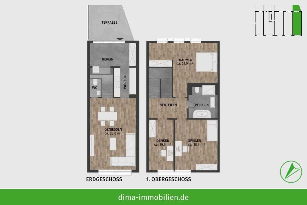 ERSTBEZUG! Maisonette-Traum mit großer Terrasse, Vollbad, Gäste-WC, Aufzug, Tiefgarage u.v.m. – Leipzig – Vorschaubild 2