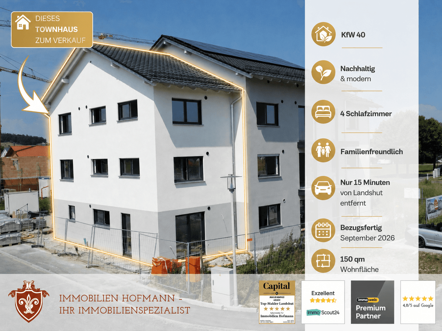 !! KfW 40 Townhaus - 150 ? modernes Wohnen für die Familie - nur 15 Minuten von Landshut entfernt !