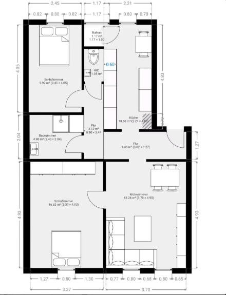 Zentrale 3-Zimmer-Altbauwohnung mit Entwicklungspotenzial - Leerstehend, gestaltbar, in Bahnhofsnähe (Kopie) – Fürth – Vorschaubild 2