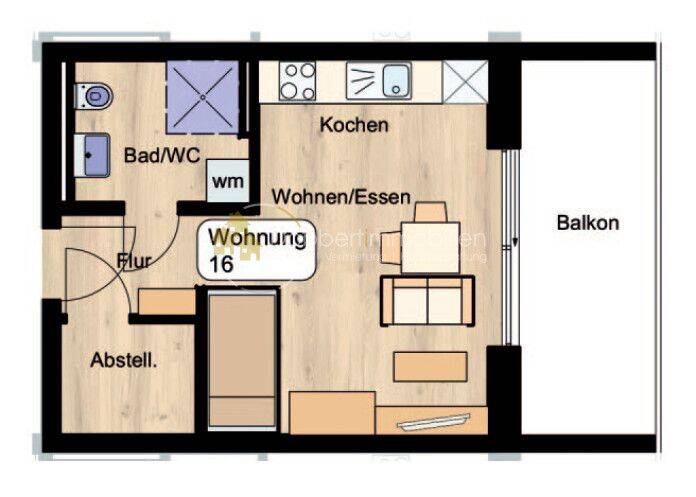 Attraktive 1-Zimmer-Wohnung mit Balkon und hochwertiger Ausstattung
