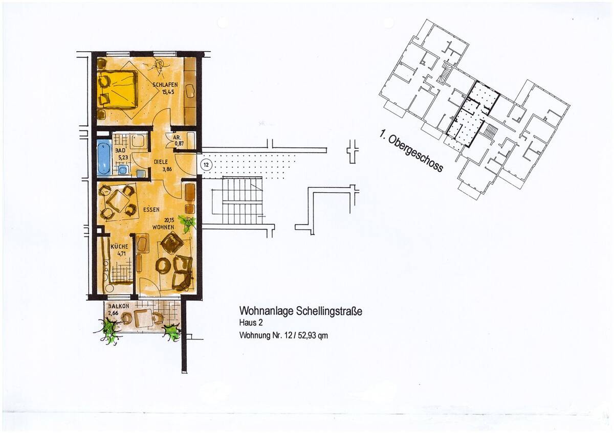 Gemütliche 2-Zimmerwohnung mit Balkon im Herzen von Erlangen – 91052 Erlangen – Bild 1 von 9