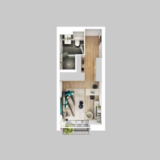 Komplett möbliertes 1-Zi.-Apartment im Turm eines eleganten Apartmenthauses! – Augsburg – Vorschaubild 3