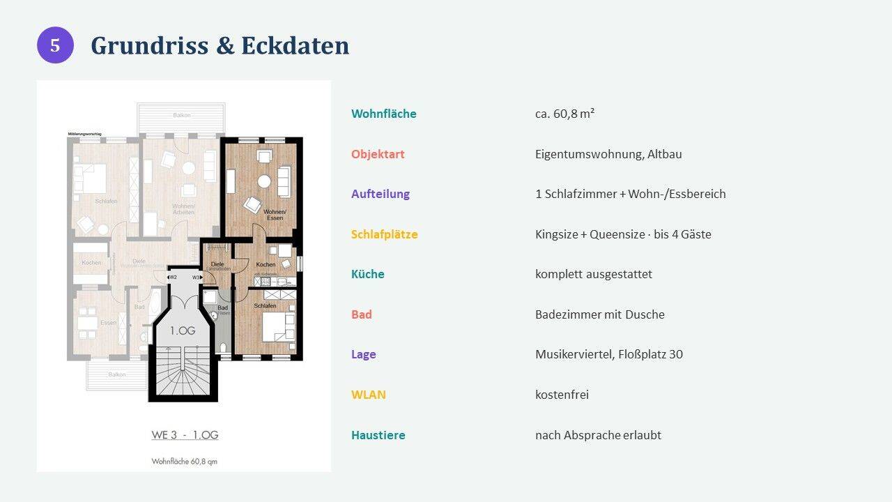 Möbliert auf Zeit: 60 m² Altbau am Floßplatz, alles inklusive – Leipzig – Vorschaubild 6