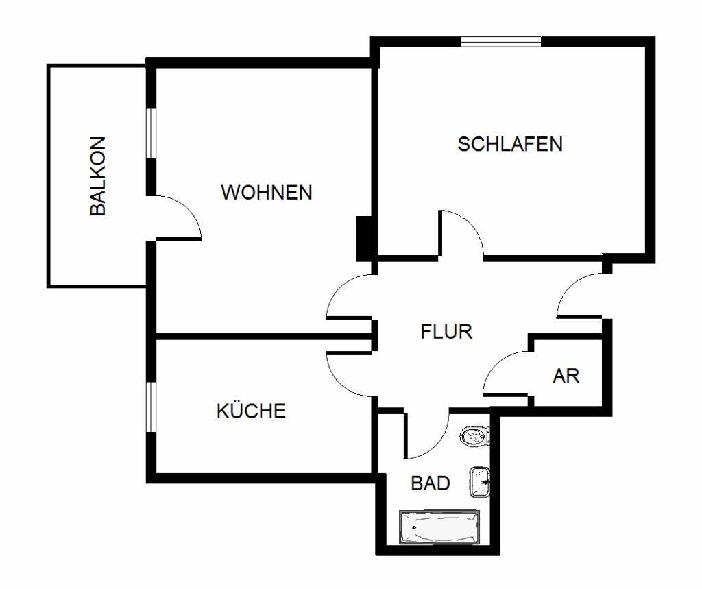 2-Zimmer-Wohnung im Erdgeschoss mit Balkon