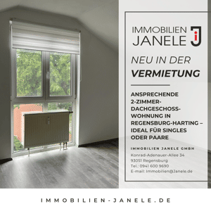 Ansprechende 2-Zimmer-Dachgeschosswohnung in Regensburg-Harting – ideal für Singles oder Paare