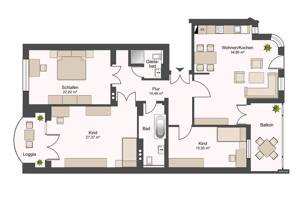 Exklusive 4-Zimmer-Wohnung mit 2 Balkonen! Bezugsfrei ab sofort! – Hübnerstraße 15, 1069 Dresden – Vorschaubild 5