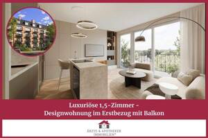 Luxuriöse 1,5-Zimmer-Designwohnung im Erstbezug mit Balkon