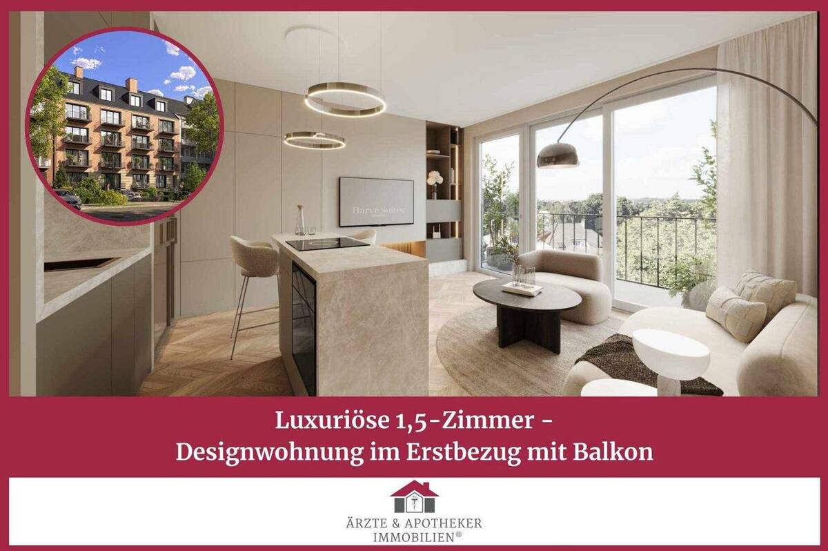 Luxuriöse 1,5-Zimmer-Designwohnung im Erstbezug mit Balkon – 20144 Hamburg – Bild 1 von 9