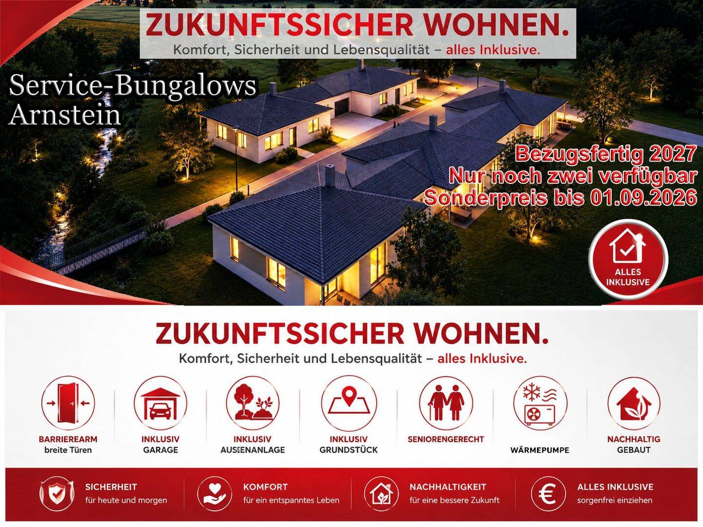 Bungalow 5 - ALL INCL. Arnstein incl. Grundstück, Außenanlage, Garage - Bauabschnitt 1 Fertigstellung 2027 - Seniorenbungalow barrierefrei – Arnstein – Vorschaubild 2