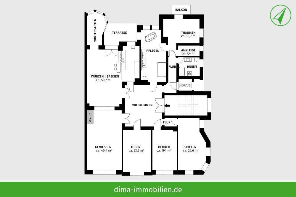 ZWEITBEZUG | exklusive Luxus-Wohnung mit Kamin, hochw. Einbauküche, Design-Bädern, Stellplatz u.v.m. – Leipzig – Vorschaubild 2