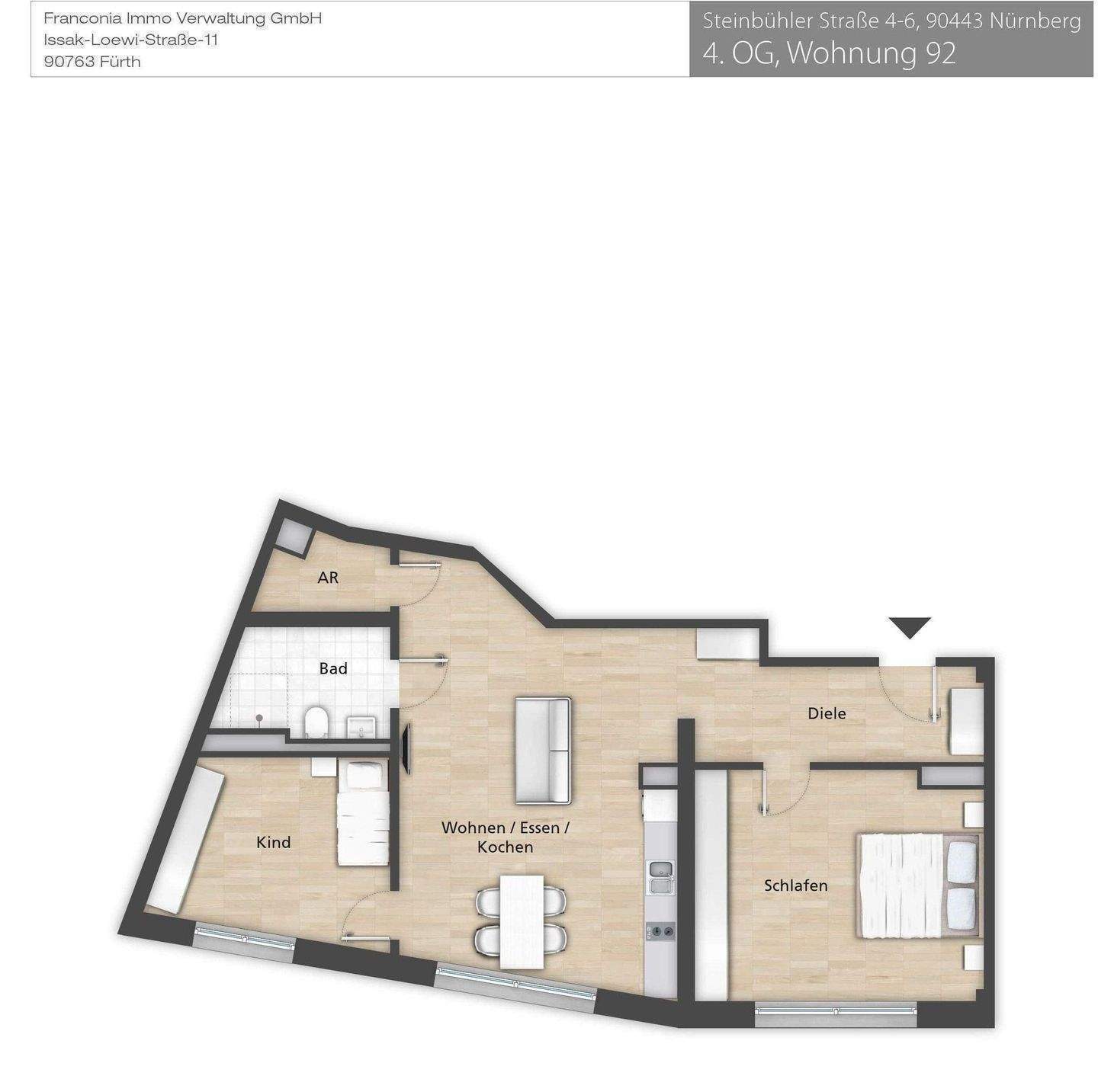 Moderne 3-Zimmer-Neubauwohnung in bester Nürnberger Innenstadtlage – Nürnberg – Vorschaubild 2