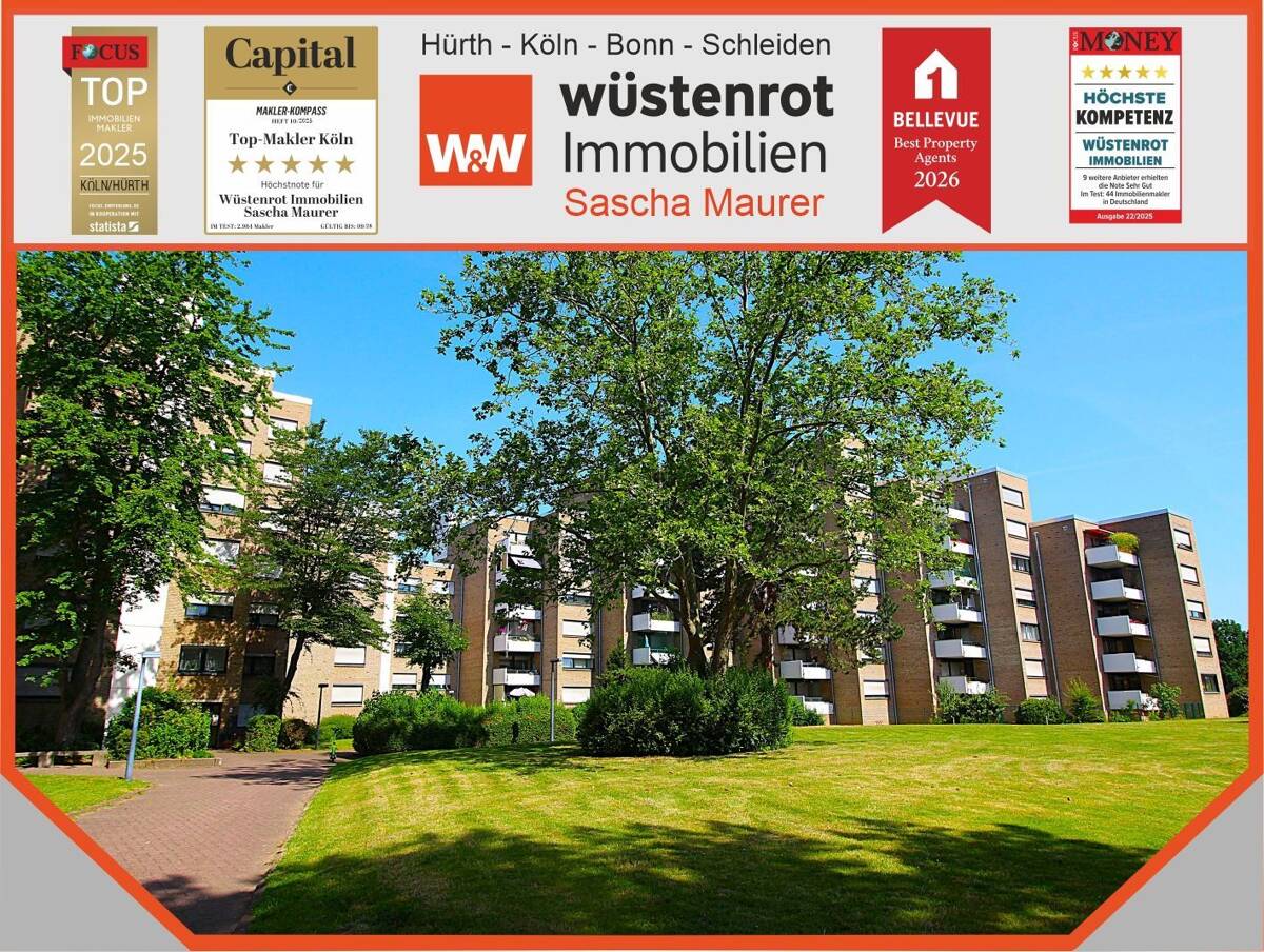 Sofort bezugsfrei! Gut geschnitten! Barrierearm! 4 Zimmer-Wohnung mit Balkon und TG-Stellplatz. – 53119 Bonn – Bild 1 von 9