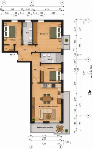 WOHNEN im GRÜNEN: ERSTBEZUG im LUXUS Neubau: QNG + KFW: 4-Zi-Whg mit 2 Bädern + RIESEN SÜD Terrasse – 12207 Berlin – Vorschaubild 3