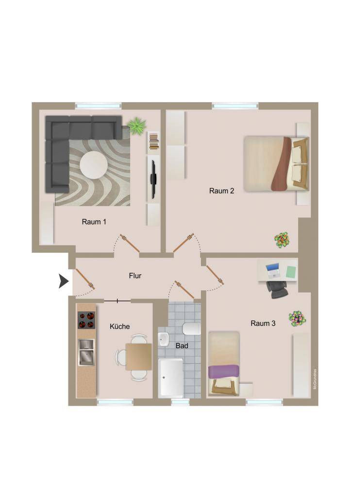 ! Erstbezug nach Sanierung - 3 Raum Wohnung ! – Magdeburg – Vorschaubild 8