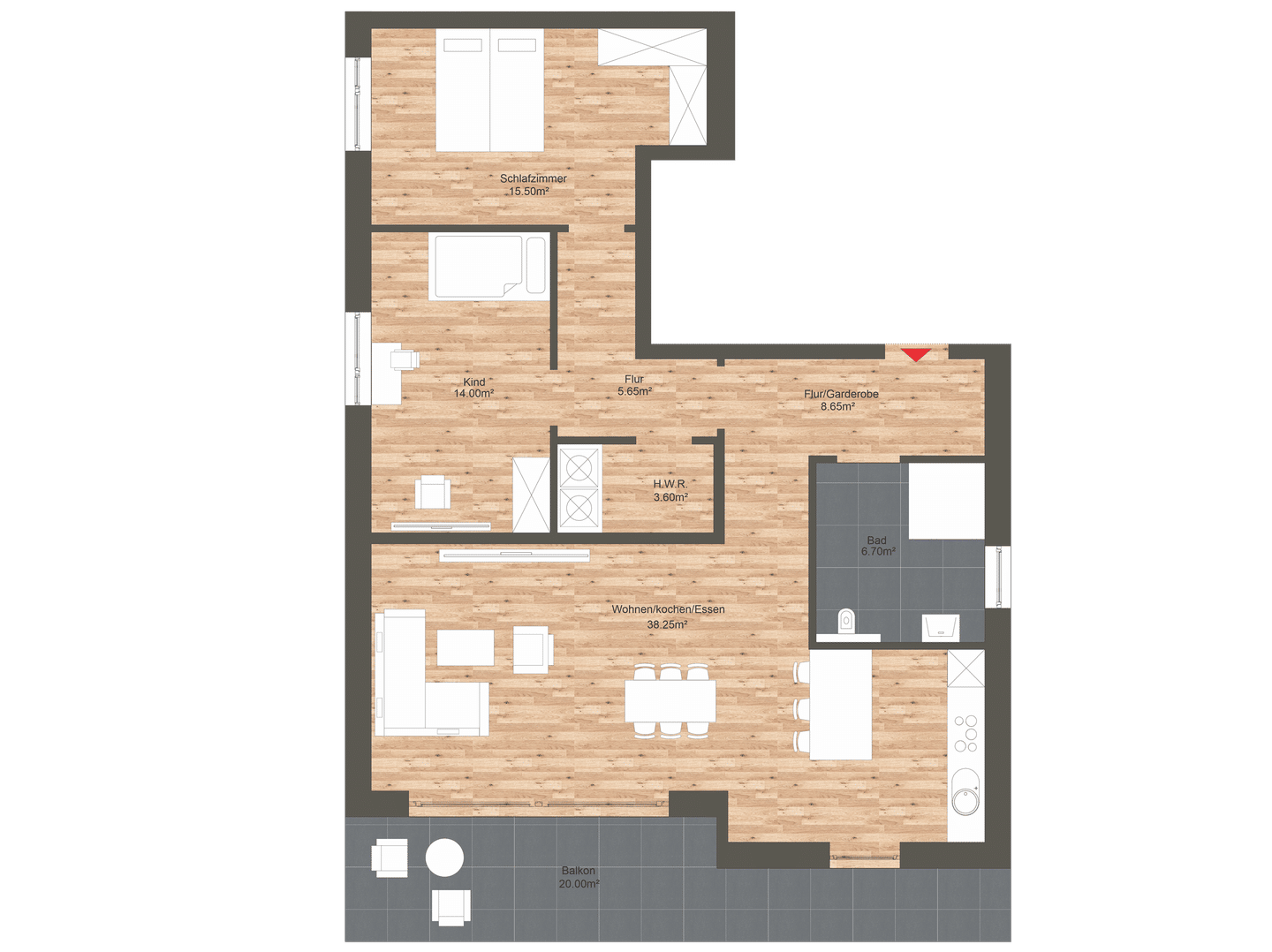 Moderne Neubauwohnung KFW40 - 81m² 2,5 ZKB mit in Bielefeld-Brake – Offener Grundriss, Top-Lage, Fahrstuhl, Dachterrasse, elegante Architektur – Bielefeld – Vorschaubild 7