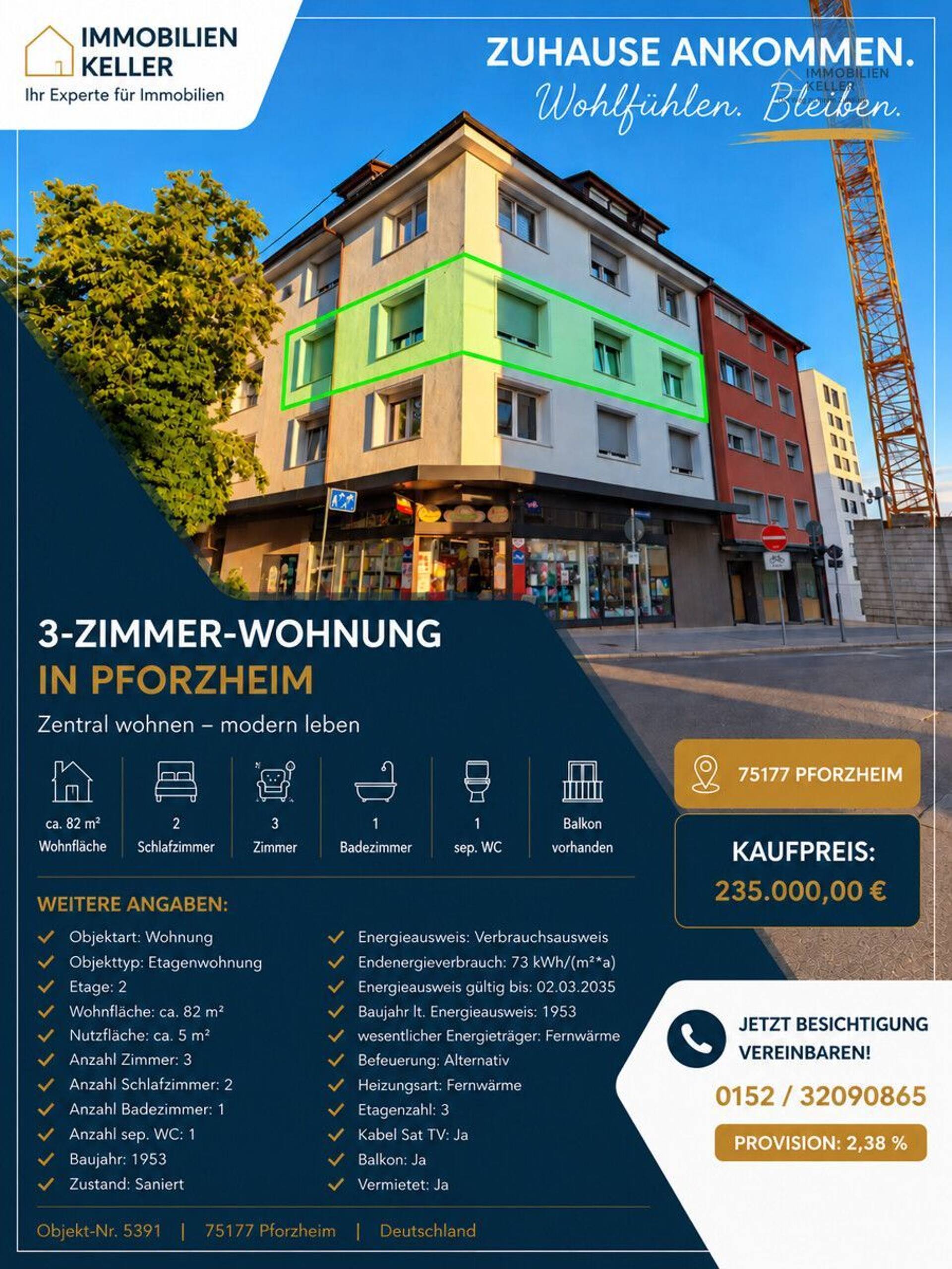 Etagenwohnung in 75177 Pforzheim mit 82 m² kaufen