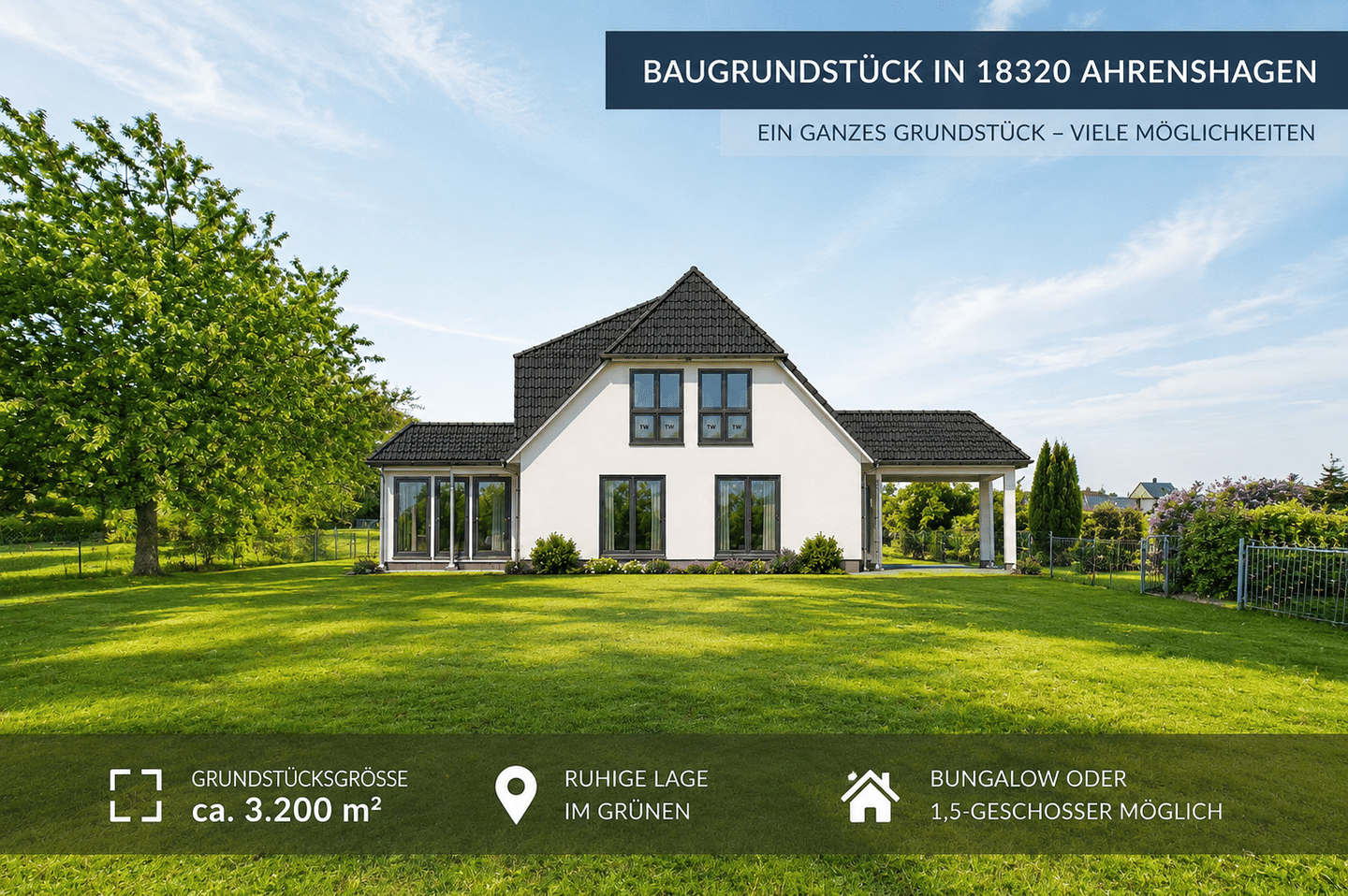 EH40 (A+) Premiumneubau auf ca. 3.200m² in 18320 Ahrenshagen - Individuell Planbar - Bungalow oder 1,5-Geschosser – Ahrenshagen-Daskow – Vorschaubild 2