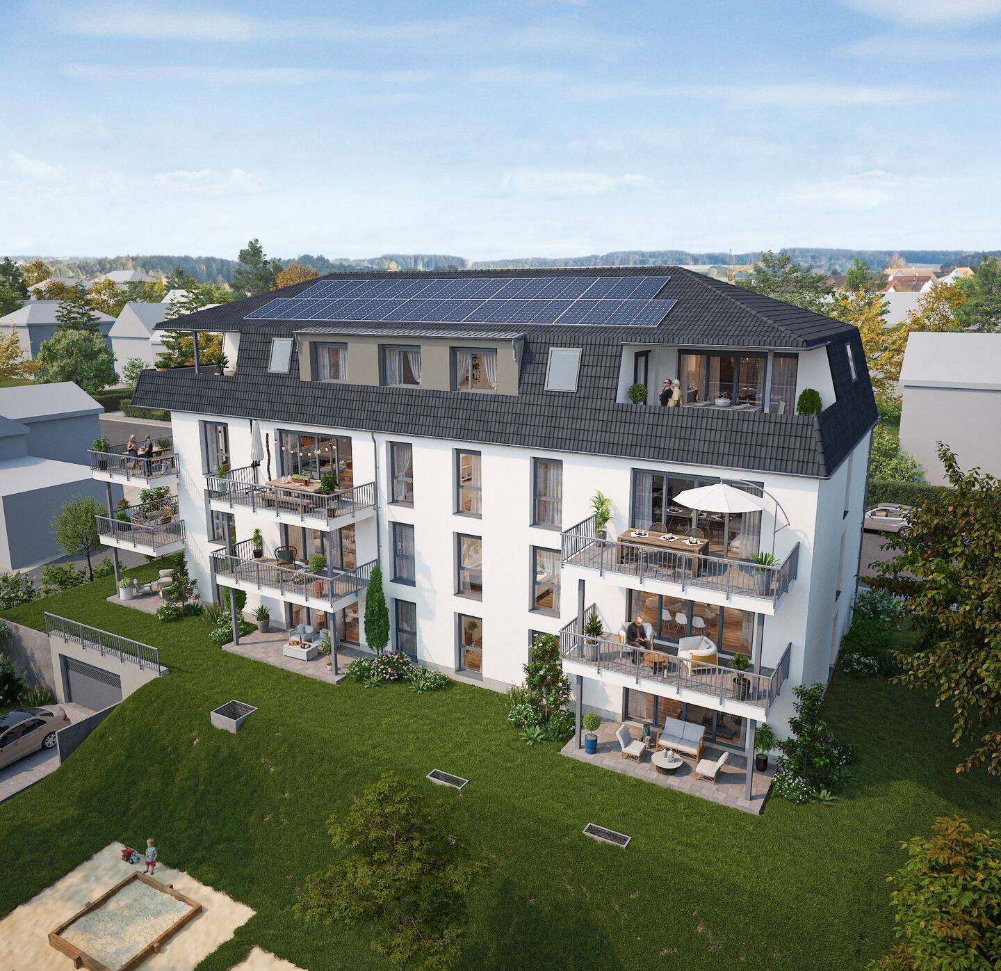 Barrierefreie 3-Raum-Neubauwohnung mit Garten, zwei Terrassen & hochwertiger Ausstattung