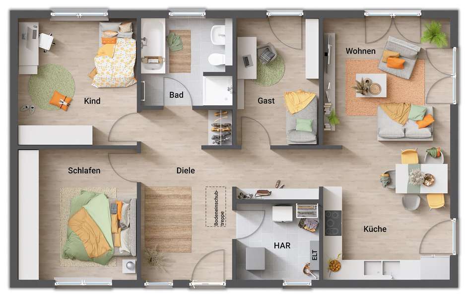 Bungalow 100 massiv gebaut, Preis inkl. Grundstück – Hauptstuhl – Vorschaubild 6