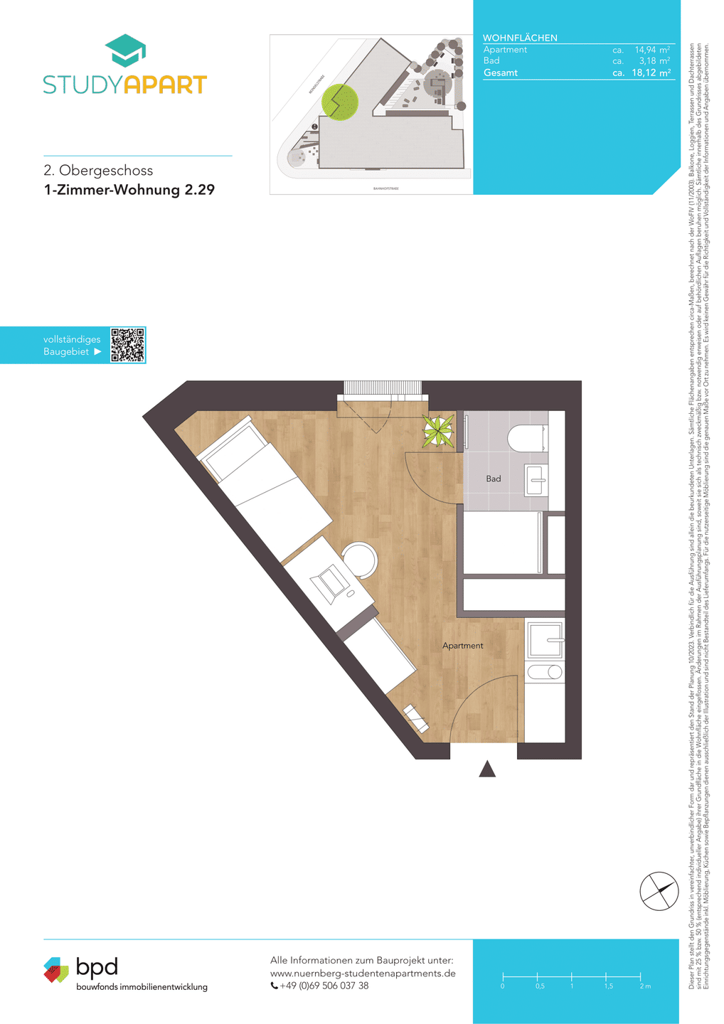 Tolles 1-Zimmer Apartment entdecken | WE 2.29 – Nürnberg – Vorschaubild 2