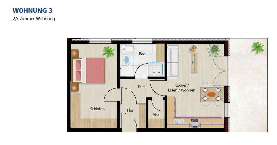 2,5 Zimmer-Wohnung in exquisiter und ruhiger Wohnlage an der Tauber