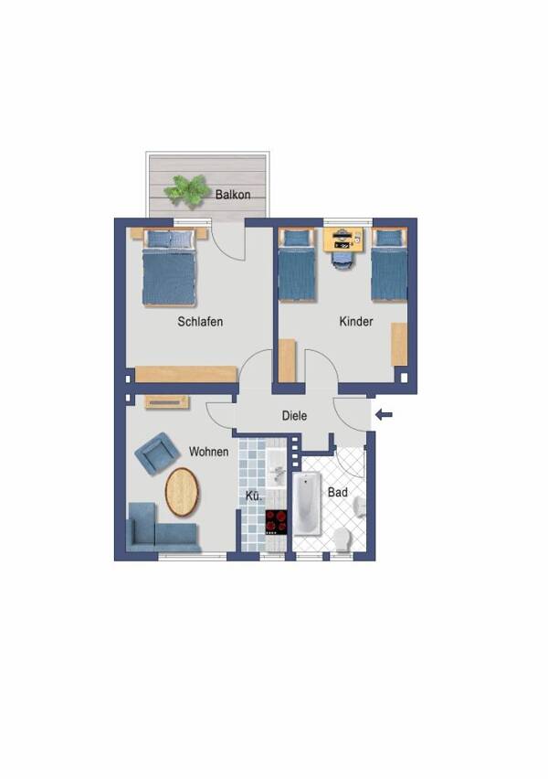 Erdgeschosswohnung in 51149 Köln mit 56,9 m² kaufen