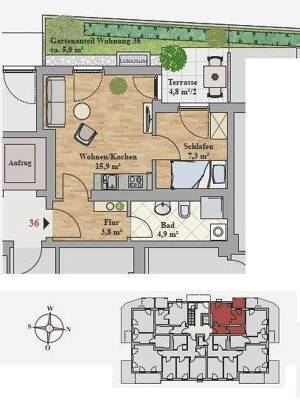 *Erstbezug in Leubnitz-Neuostra - schöne 1,5 Raumwohnung mit Einbauküche und Garten * – 1219 Dresden – Vorschaubild 2