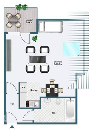Hübsches Einraum- Appartement mit EBK in Kirchhörde – 44229 Dortmund – Vorschaubild 9