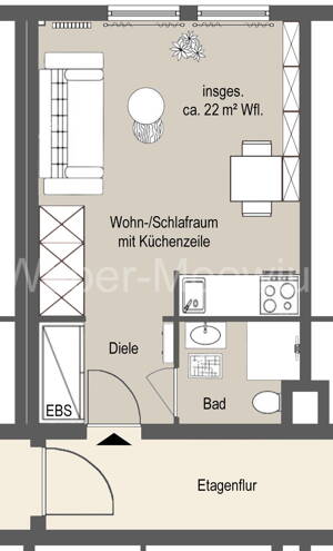 ANLAGEOBJEKT: möbliertes Single-Apartment inkl. TG-Stellplatz / unbefristet vermietet seit 1/2025 – 53119 Bonn – Vorschaubild 2